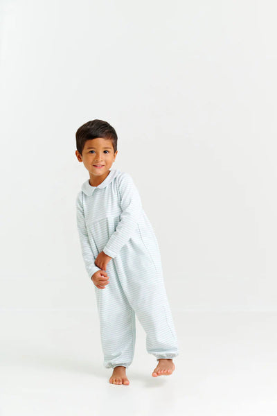 LS Bradford Collar Romper Old Greenwich Green Stripe