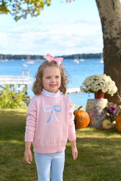 Isabelle's Intarsia Sweater Palm Beach Pink, Bow