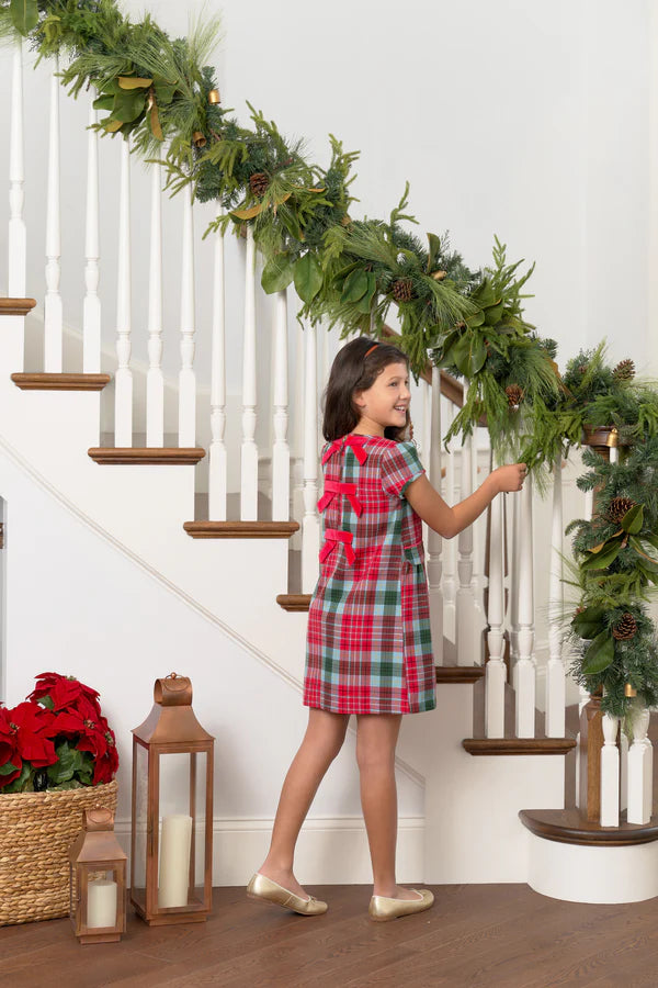 Betts Bow Dress Wilson Pier Plaid, Richmond Red