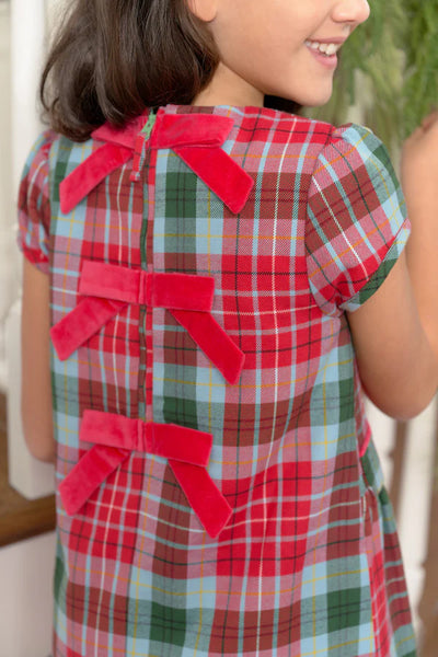 Betts Bow Dress Wilson Pier Plaid, Richmond Red