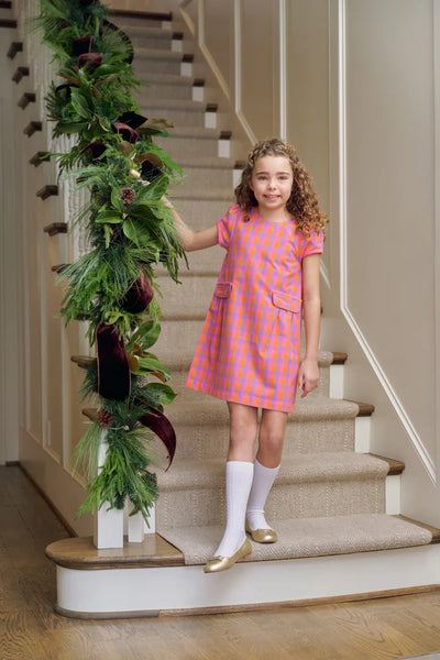 Betts Bow Dress Autumn Punch Plaid