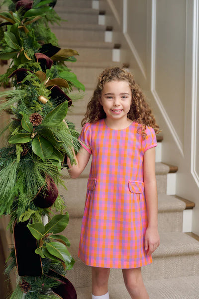 Betts Bow Dress Autumn Punch Plaid