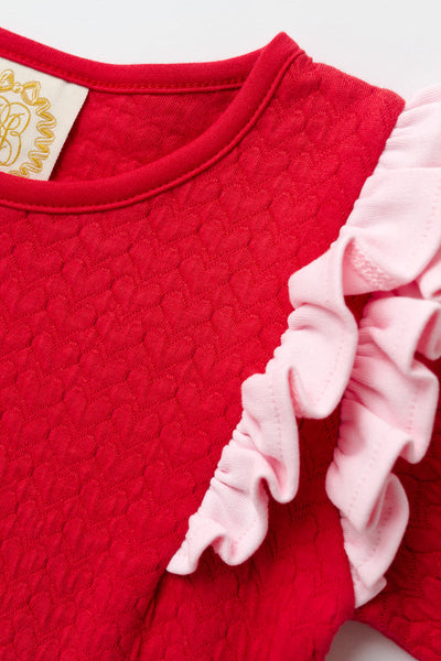 Leigh Ann Angel Sleeve Romper Richmond Red, Palm Beach Pink