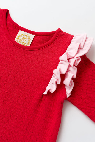 LS Ruehling Ruffle Dress Richmond Red, Palm Beach Pink