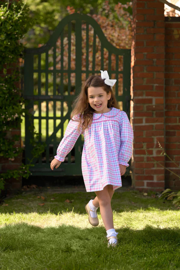 LS Maerin Fitz Frock Barrington Blue & Hamptons Hot Pink Gingham (Flannel)