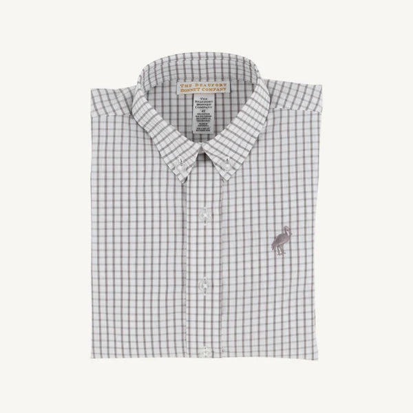 Deans's List Dress Shirt Grantley Gray Windowpane with Grantley Gray Stork