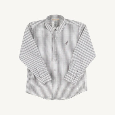 Deans's List Dress Shirt Grantley Gray Windowpane with Grantley Gray Stork