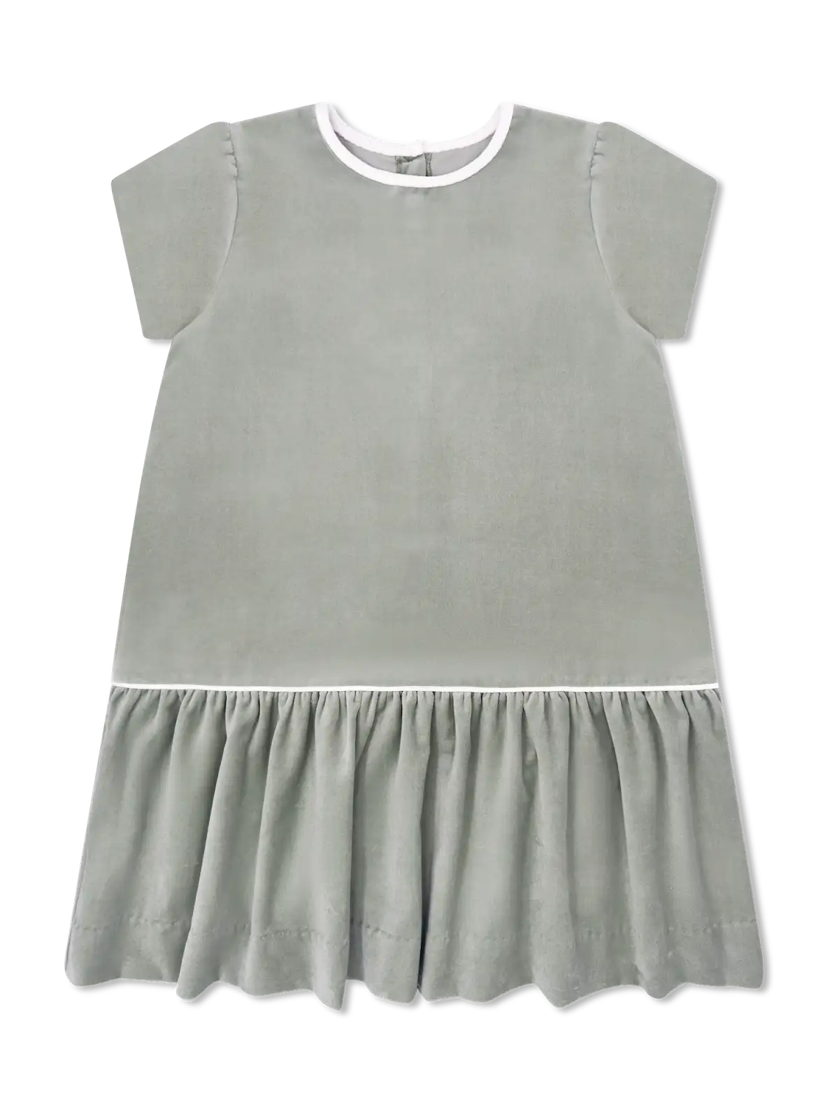 Delilah Dropwaist Dress Leyland Green Velvet, Winter White Velvet