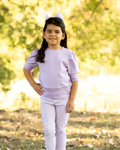 Lavender Maddison Top & Purple Stripe Leggings Set