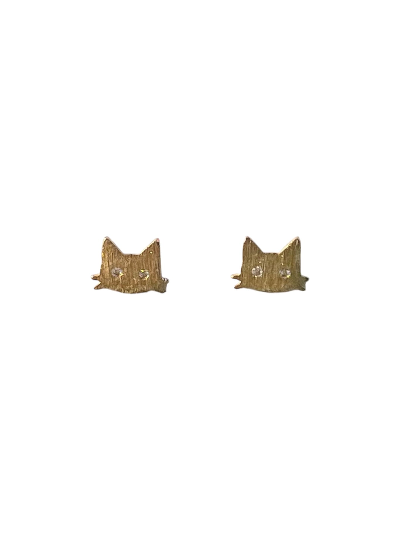 Gold Cat Face Earrings
