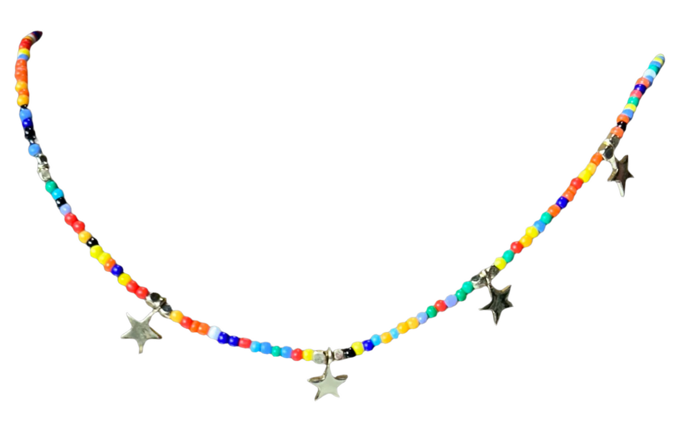 Colorful Beaded Choker w/ Stars Pendants