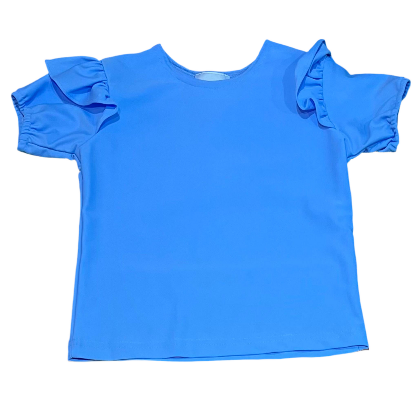 Blue Ruffle Puff Sleeve Top