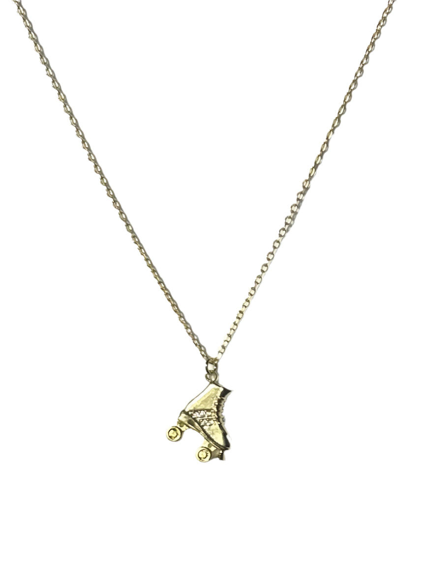 Gold Roller Skate Necklace