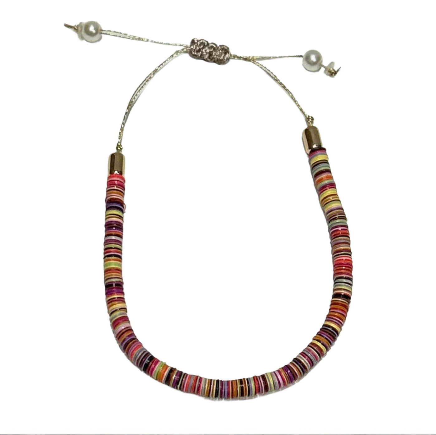 Rainbow Beaded Drawstring Bracelet