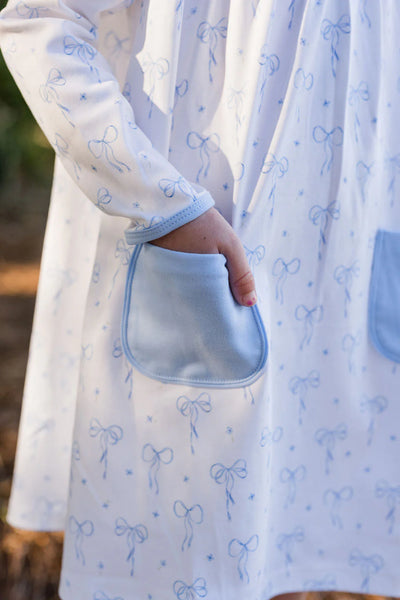 Lennon Dress Blue Bows Knit