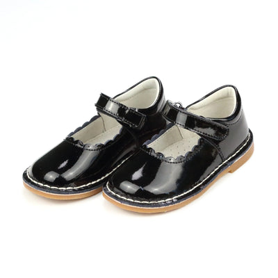 Caitlin Scalloped Patent Mary Jane Patent Black
