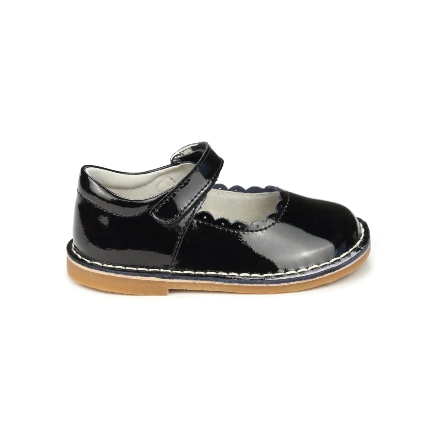Caitlin Scalloped Patent Mary Jane Patent Black