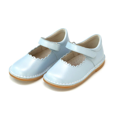 Caitlin Scalloped Mary Jane Pearl Blue
