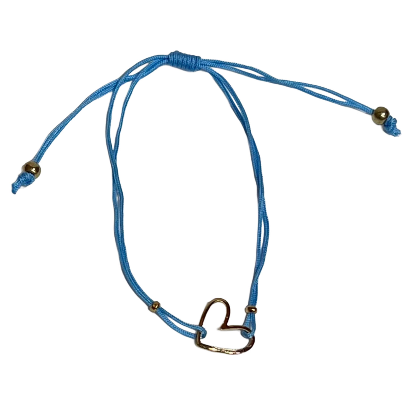 Drawstring Bracelet with Gold Heart Charm (7 Colors)