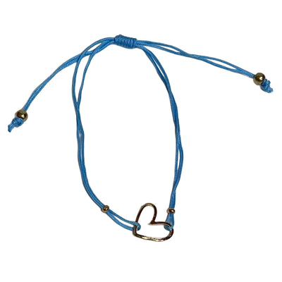 Drawstring Bracelet with Gold Heart Charm (7 Colors)