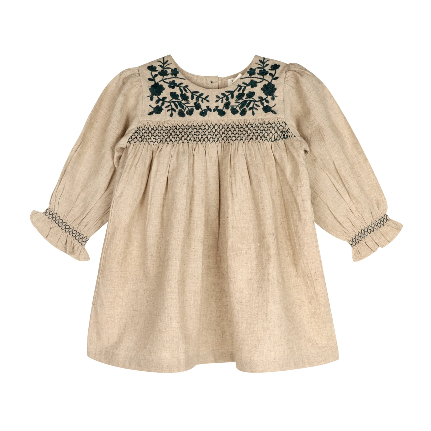 Meadow Breeze Linen Embroidered Oasis Dress 