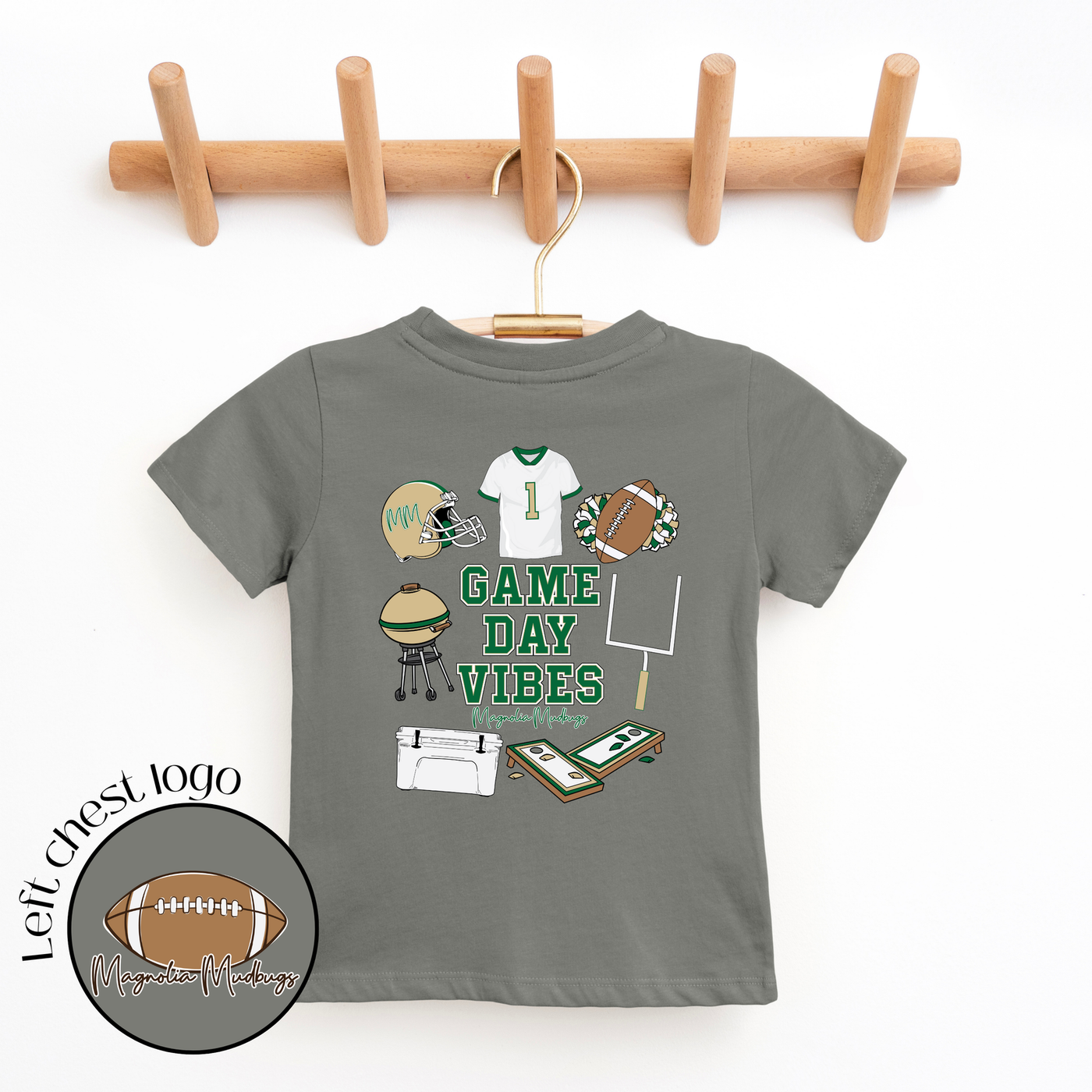 Game Day Vibes Green & Gold Football Tee