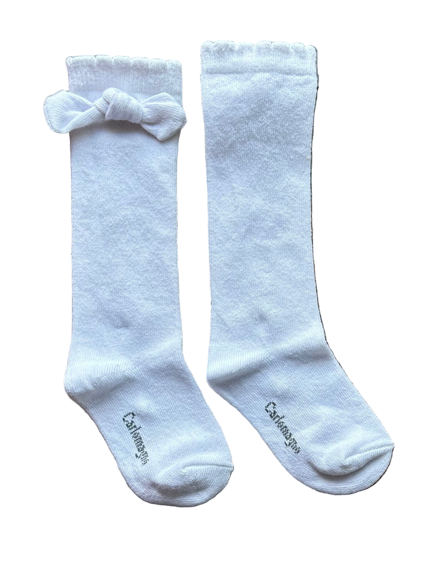 White Organic Knee Socks with Bow