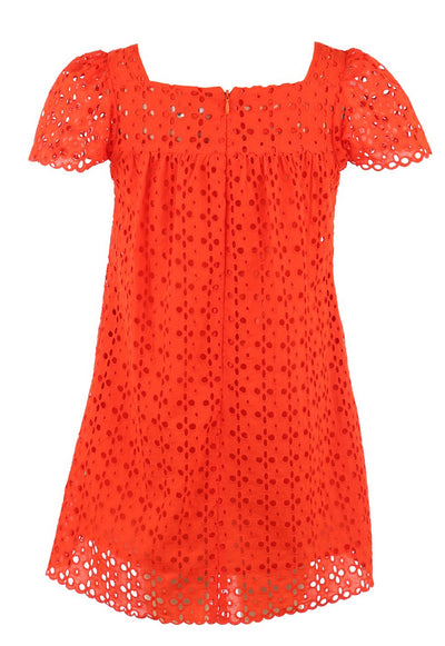 Emma Eyelet Dress Orange