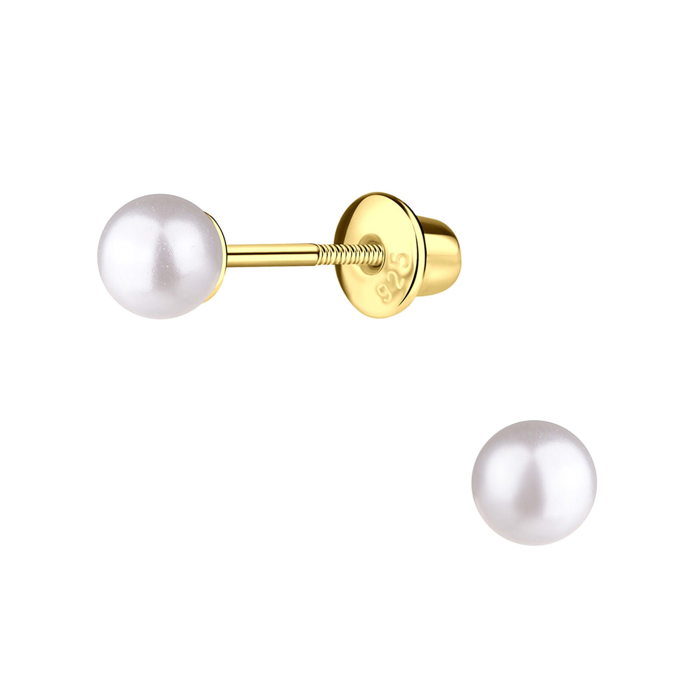 14 K Gold Plated White Pearl Earrings
