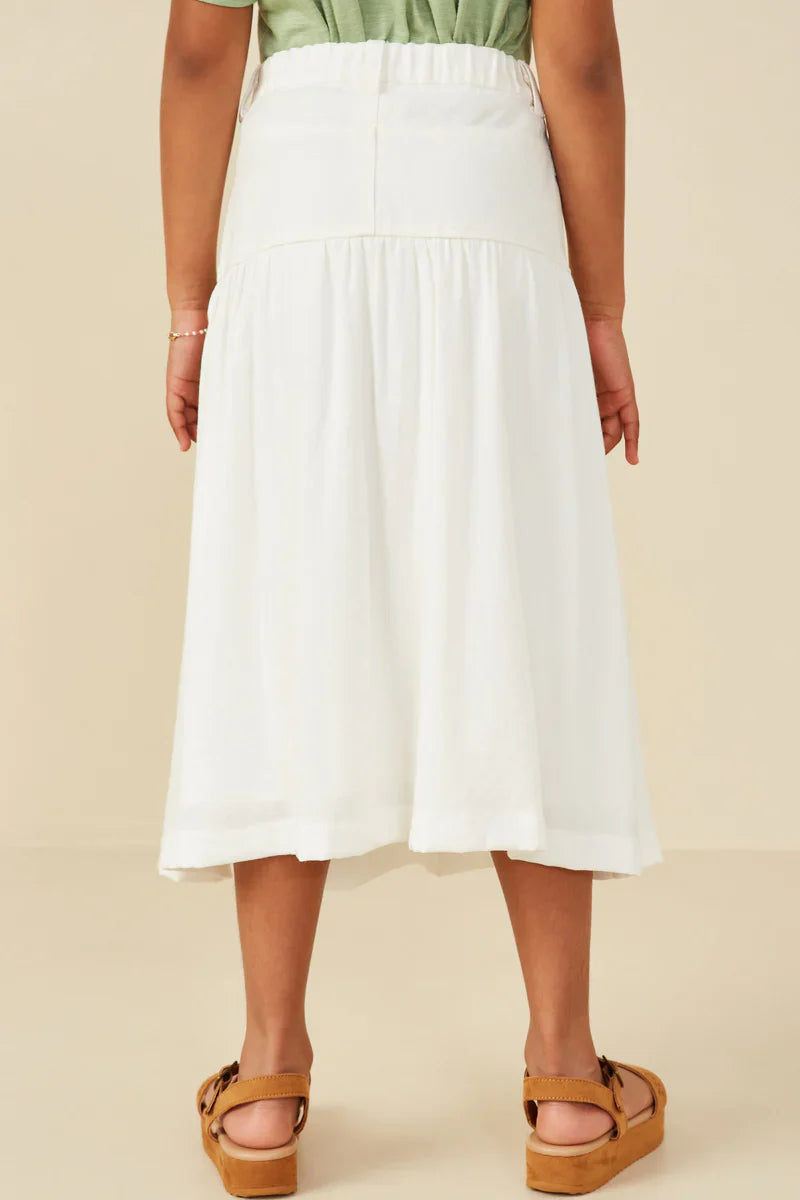 Mix Media Denim Midi Skirt Off White