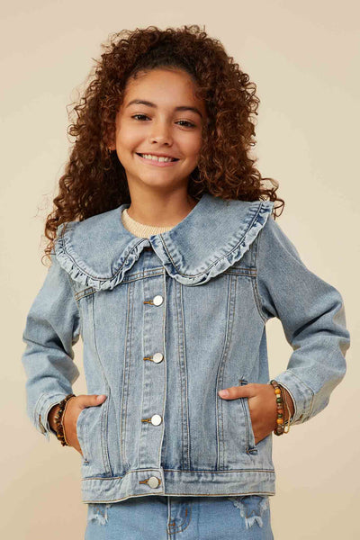 Ruffle Collar Denim Jacket