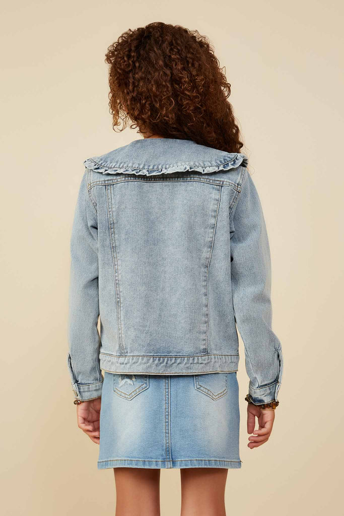 Ruffle Collar Denim Jacket