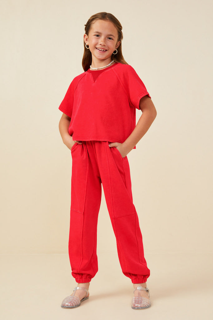 Red Washed SS Jogger Set