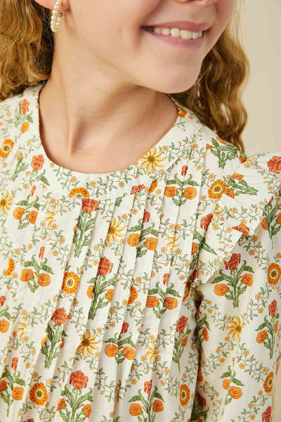 LS Floral Ruffle Top