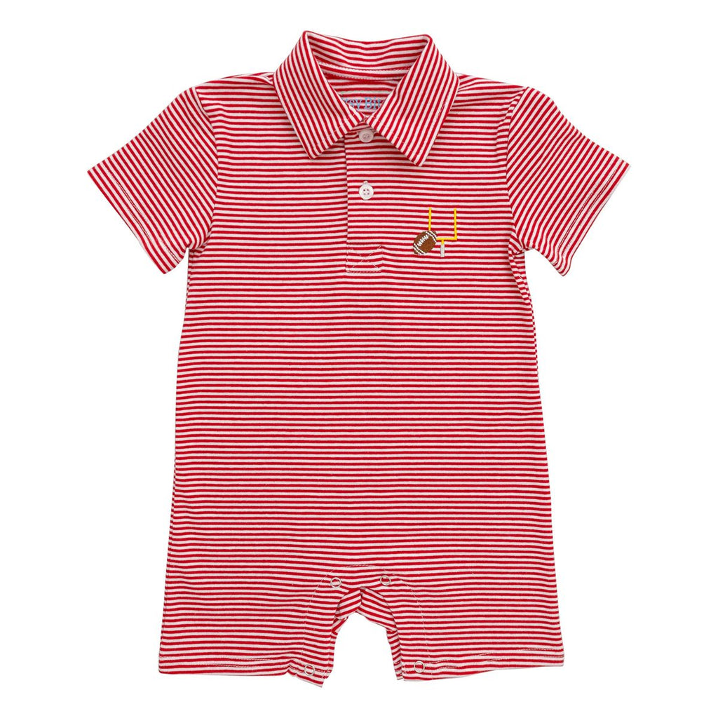 Game Day Polo Romper Red