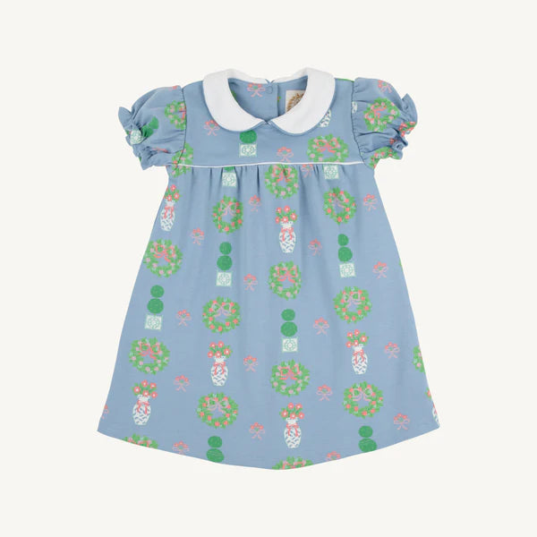 Holly Day Dress Pima Topiaries & Tangerines (Barrington Blue)