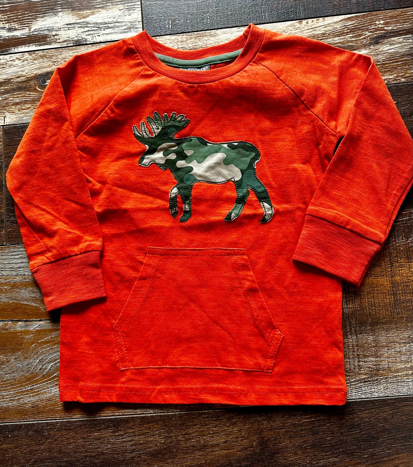 Orange LS Pocket Tee Camo Moose