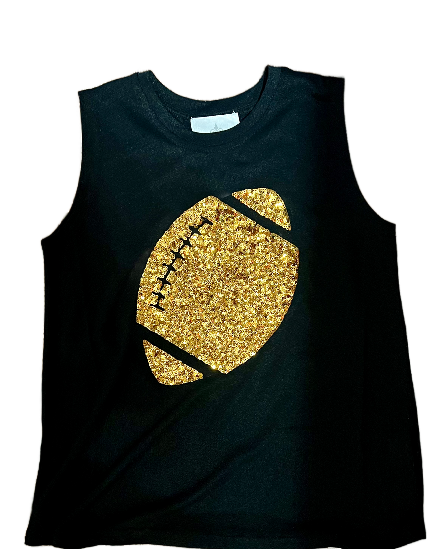 Gold Football Black Glitter Tank