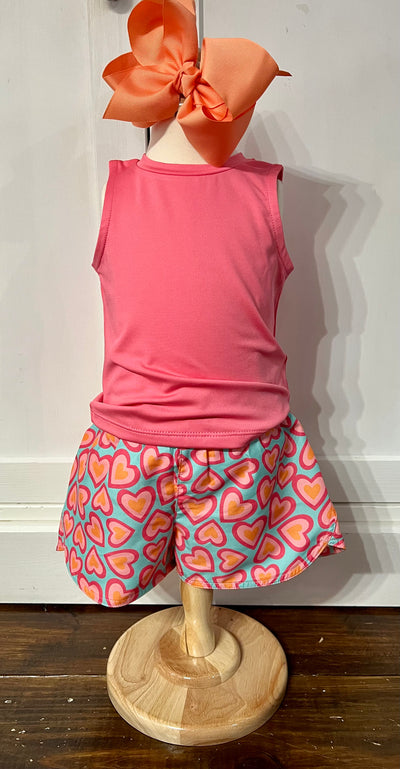 Shorts Turquoise Pink Hearts