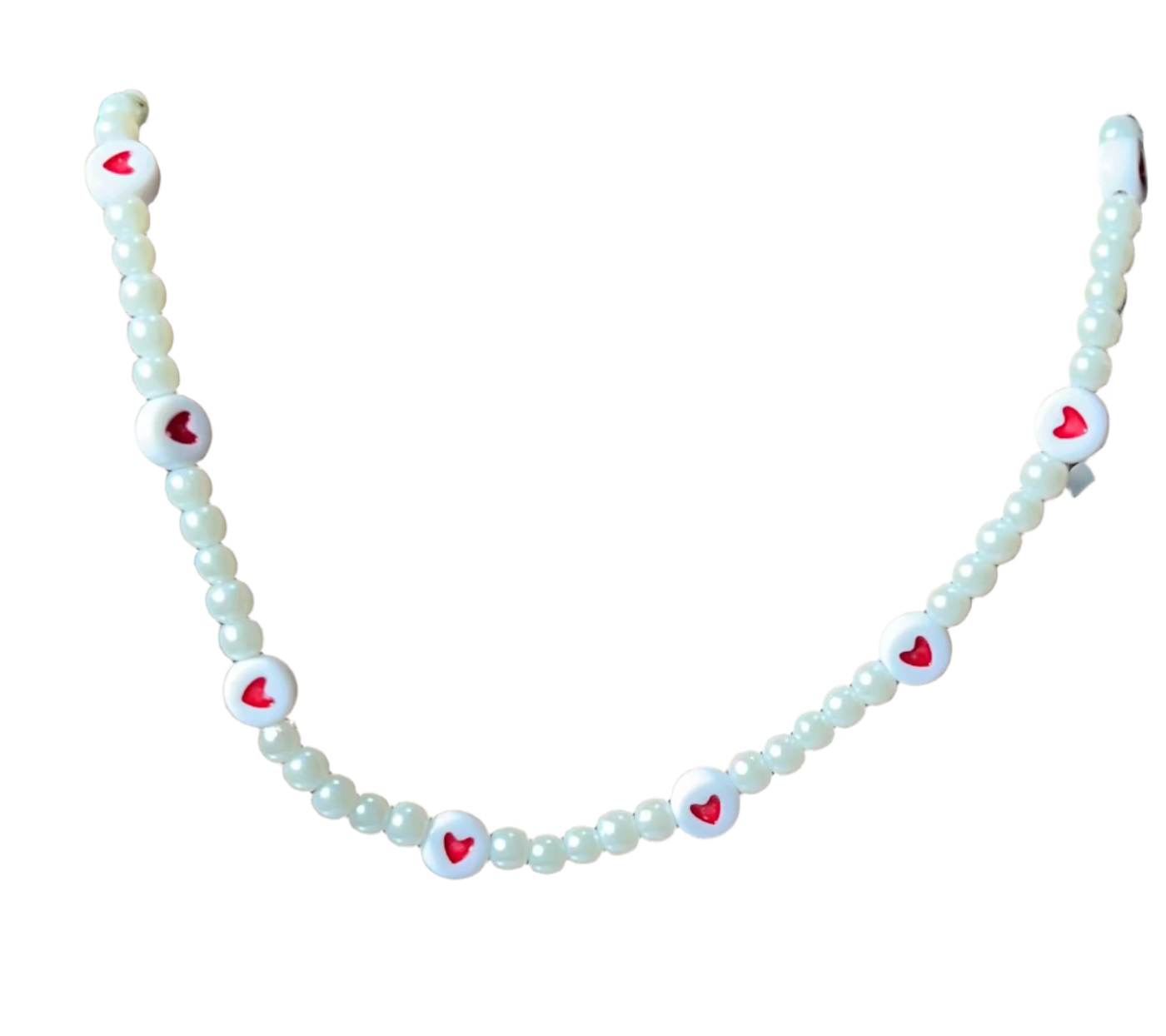Pearl Beaded Heart Necklace