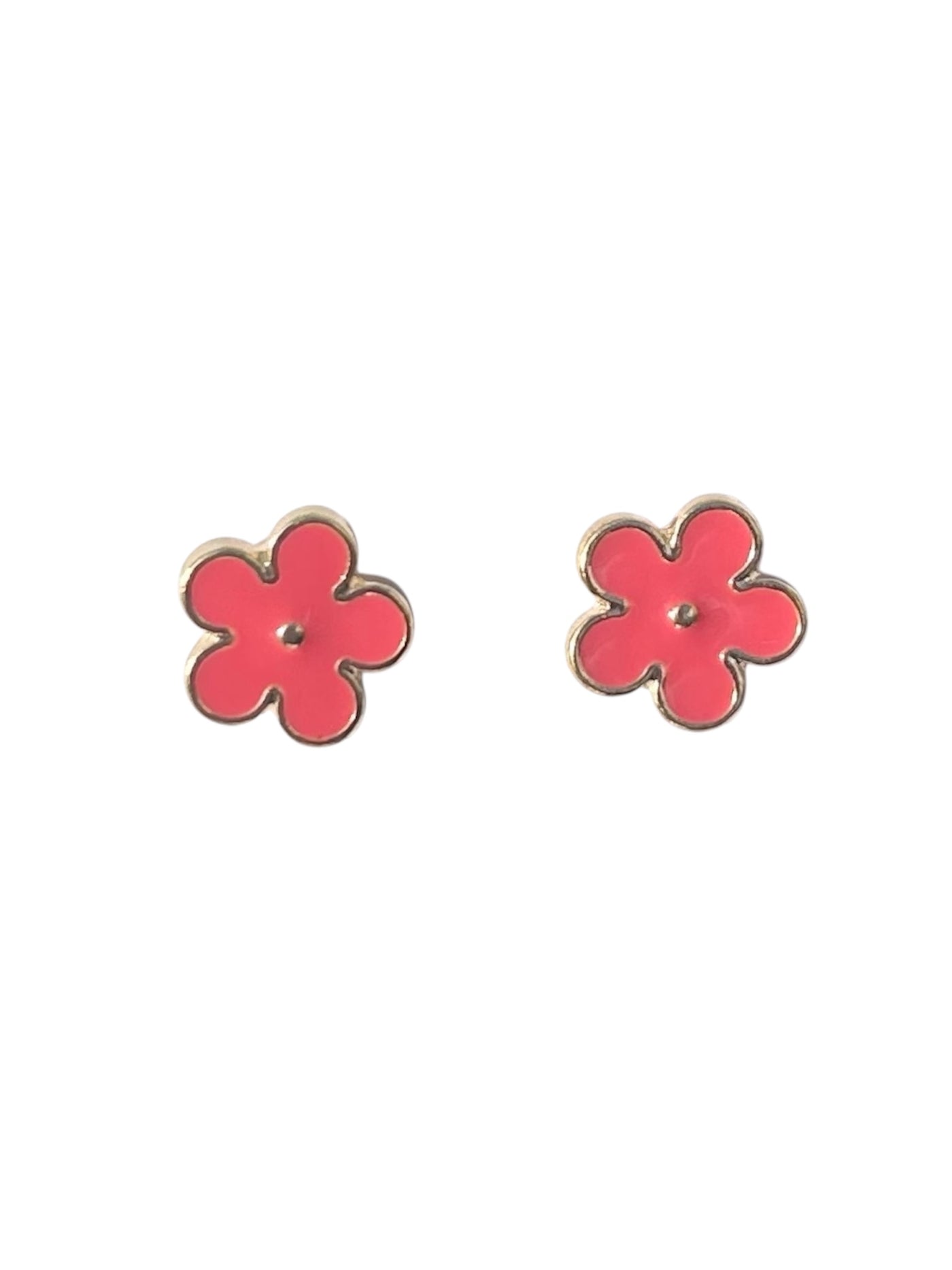 Gold & Coral Flower Earrings
