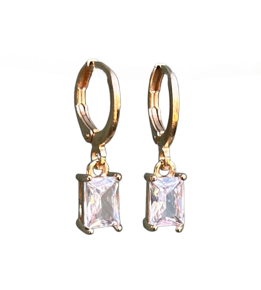 Gold Hoop with Diamond Charm Earrings