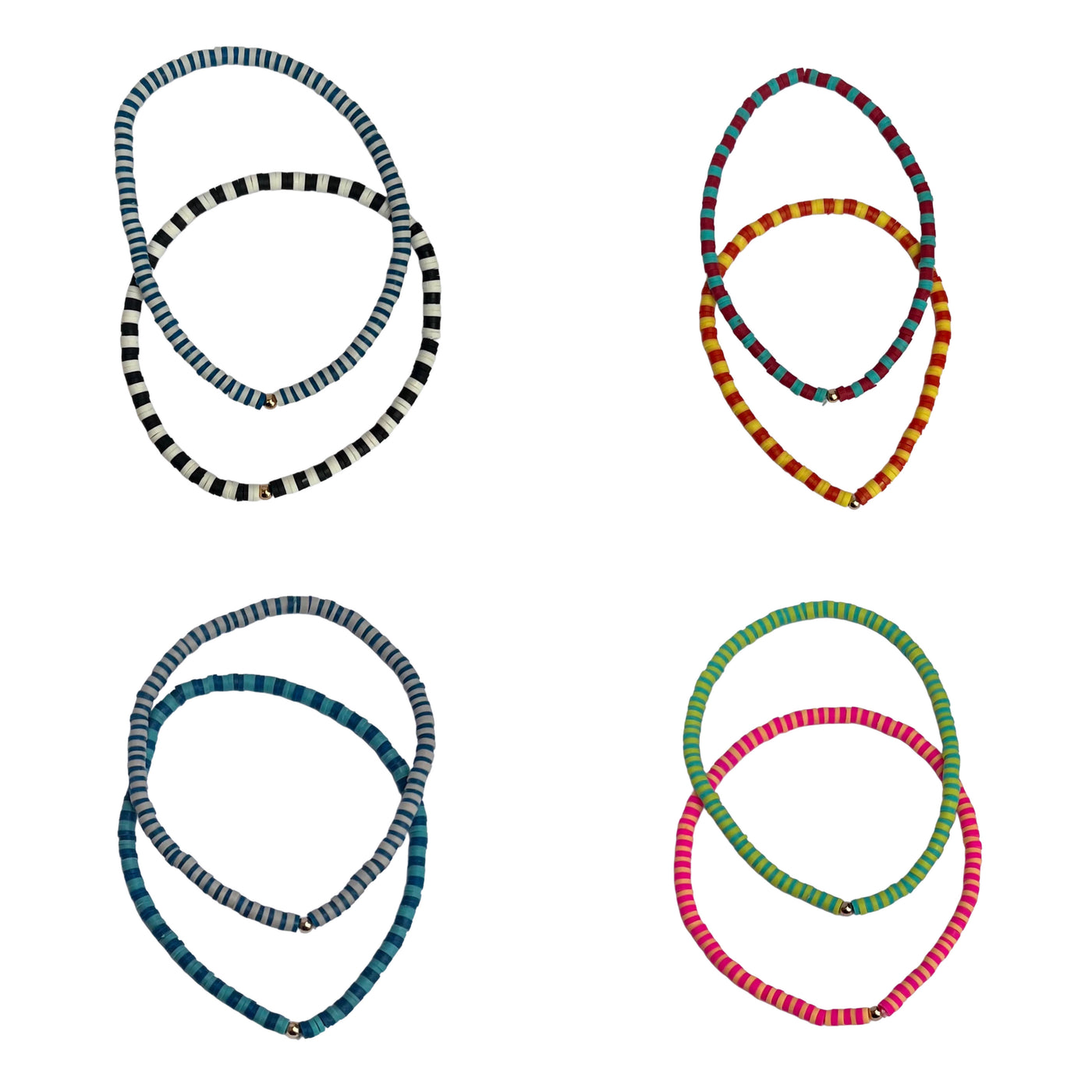 Clay Beaded Bracelet Duo (Set of 2)