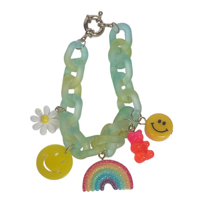 Acrylic Chain Bracelet with Charms (2 Colors)