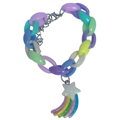 Acrylic Chain Bracelet with Charms Multicolor