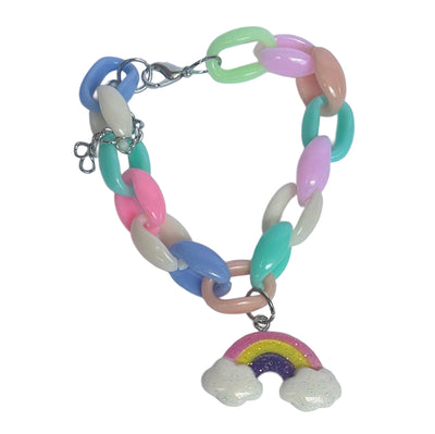 Acrylic Chain Bracelet with Charms Multicolor