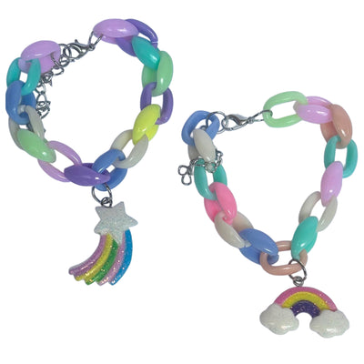Acrylic Chain Bracelet with Charms Multicolor