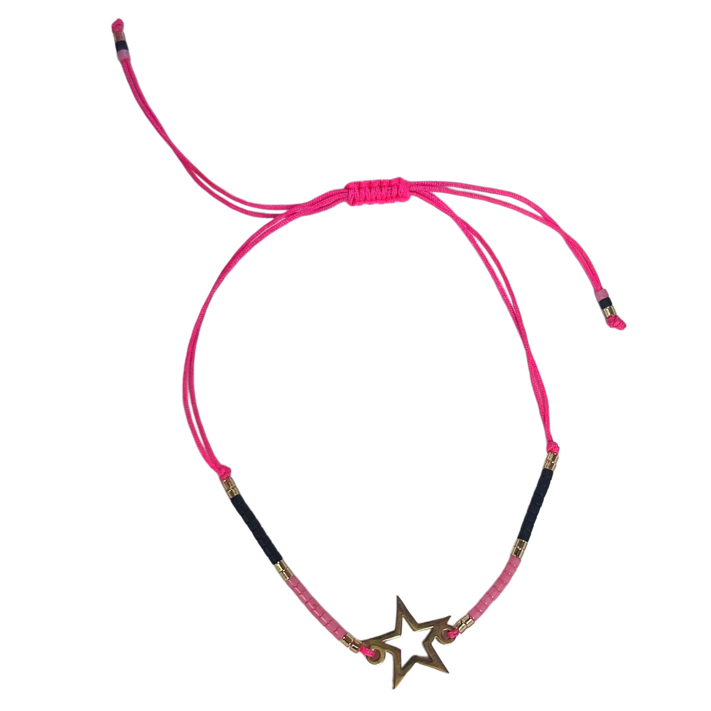 Pink Drawstring Bracelet with Star Charm