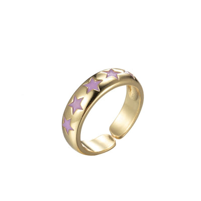 Gold Ring with Stars (10 Colors)