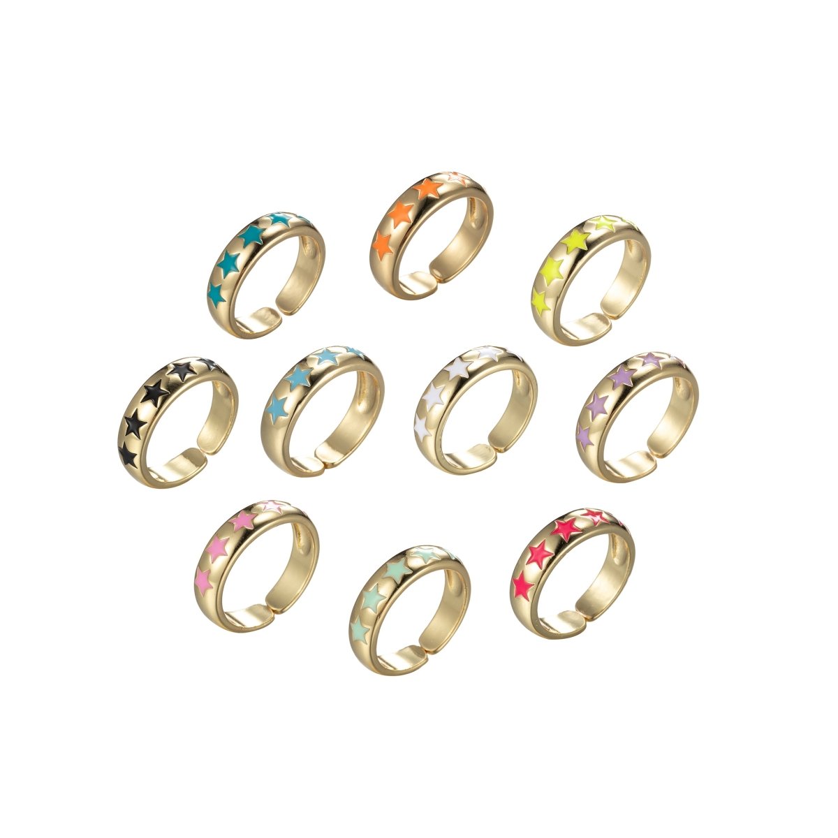 Gold Ring with Stars (10 Colors)